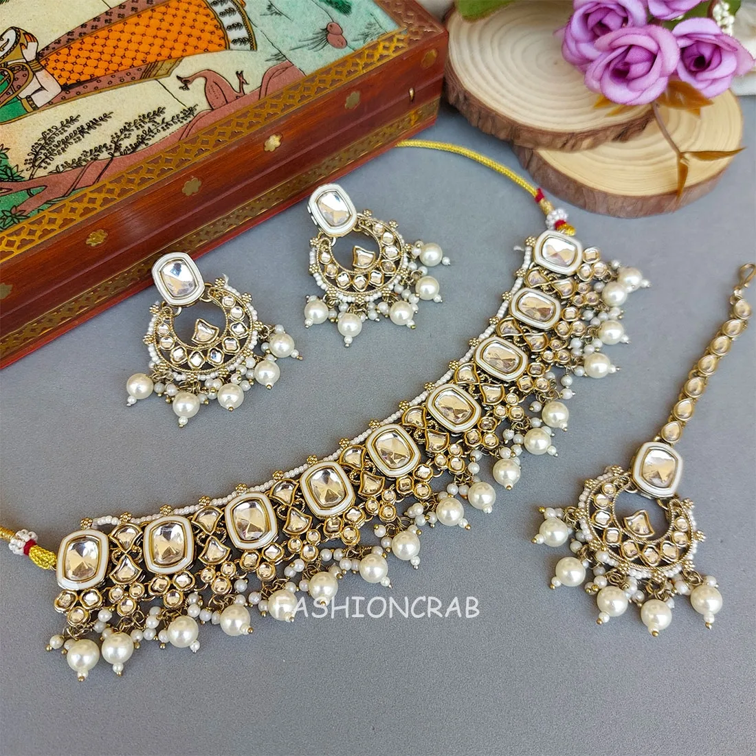 Pari Kundan Choker Set White