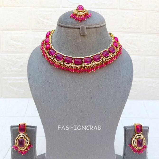 Pink Necklace and Earring Set