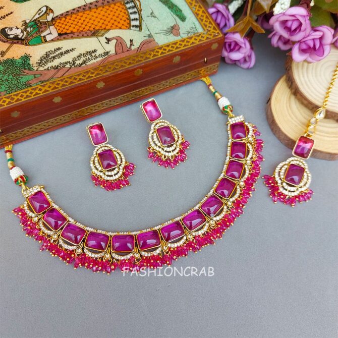 Pink Necklace and Earring Set