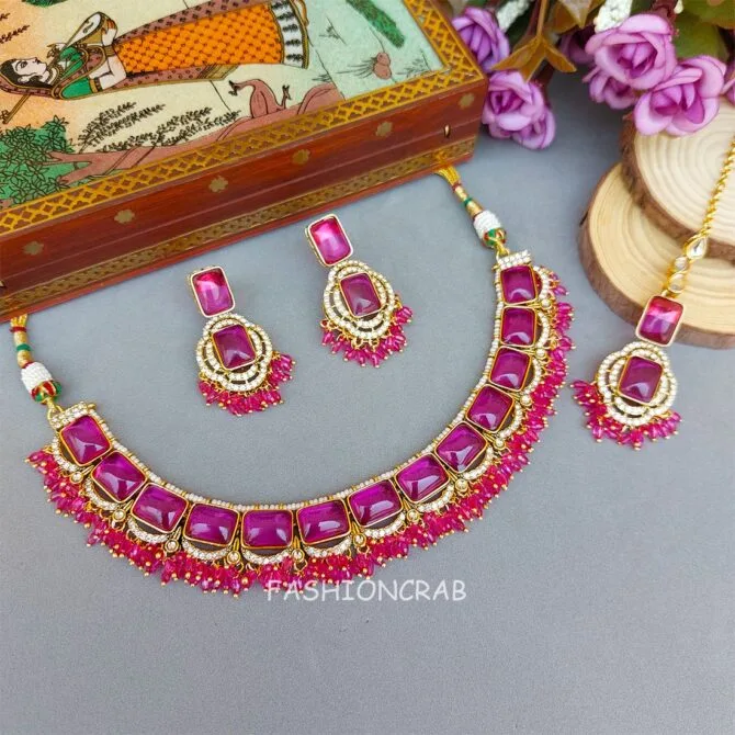 Pink Necklace and Earring Set
