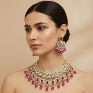 Purple Bridal Kundan Jewellery Set