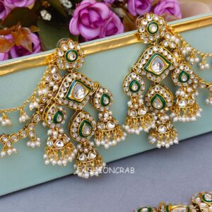 Radhika Earrings with Chain - White
