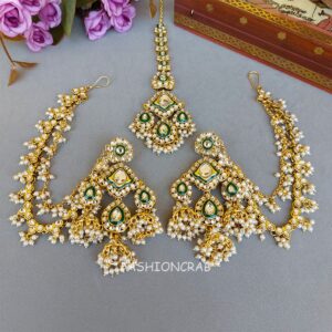Radhika Earrings with Chain - White