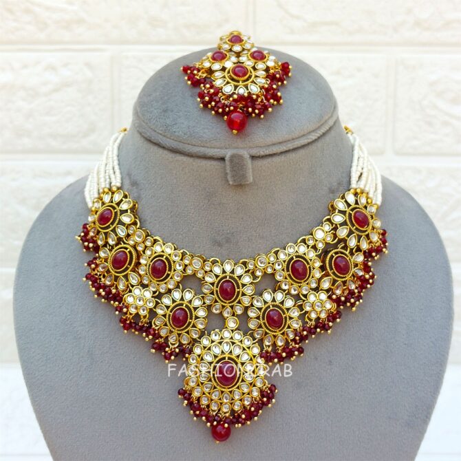 Sanya Maroon Choker Set