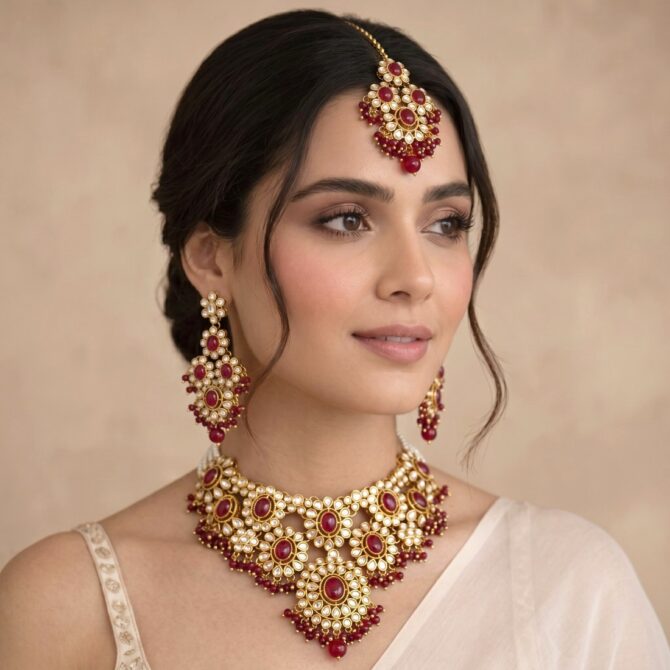Sanya Maroon Choker Set-07 Sanya Maroon Choker Set