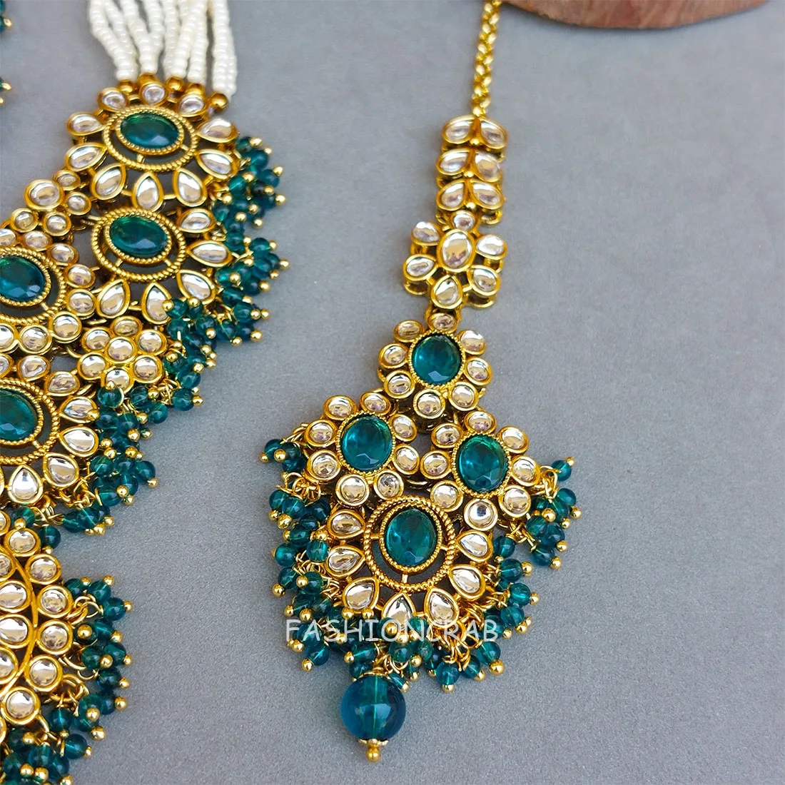 Sanya Peacock Blue Choker Set