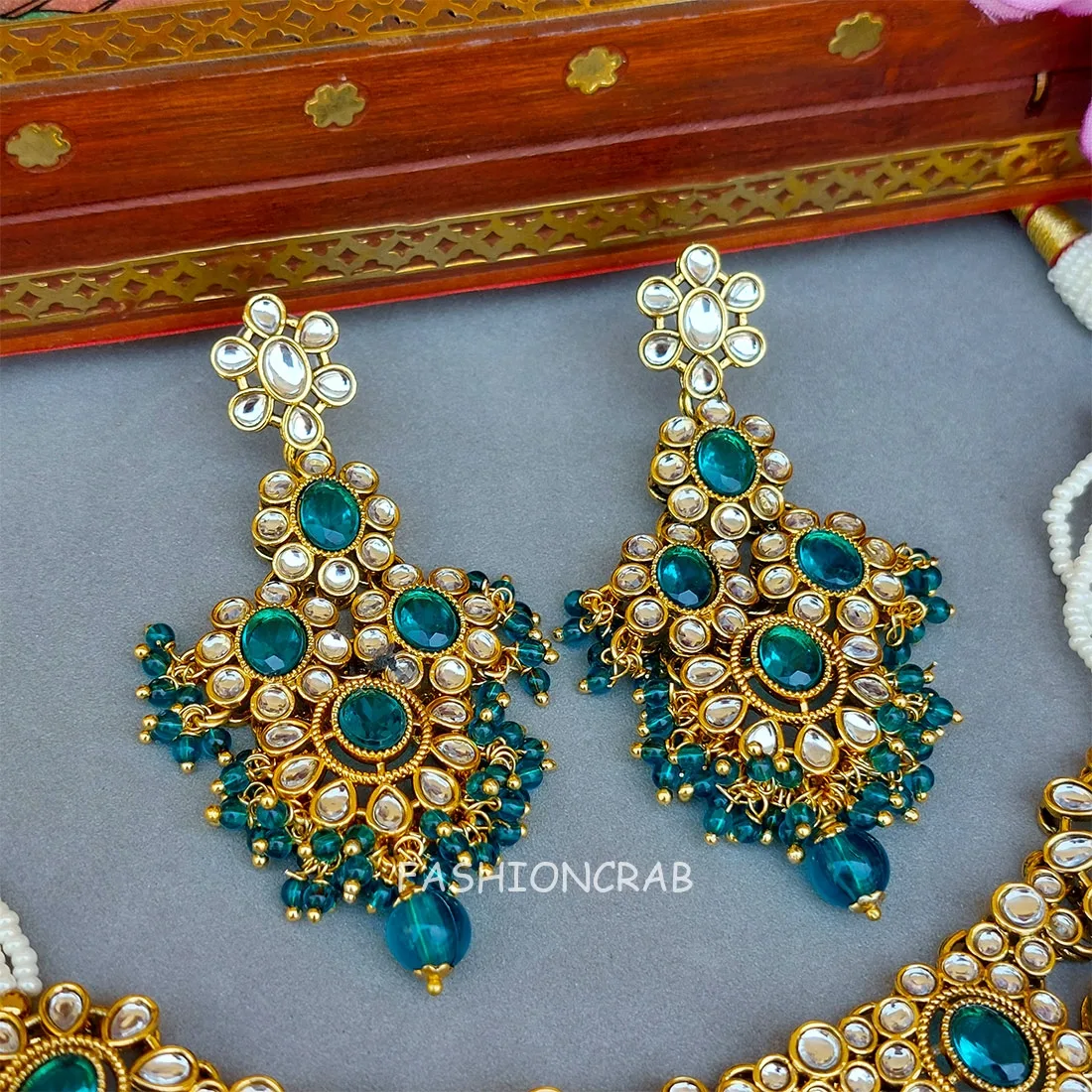 Sanya Peacock Blue Choker Set