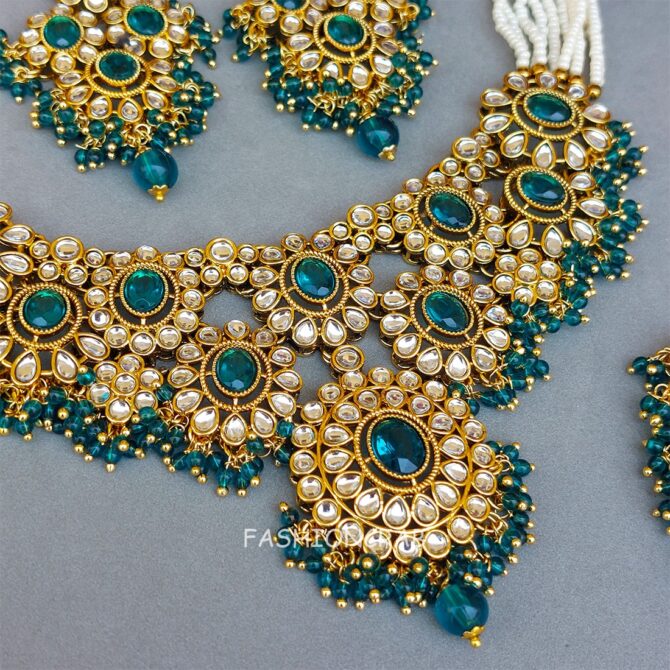 Sanya Peacock Blue Choker Set