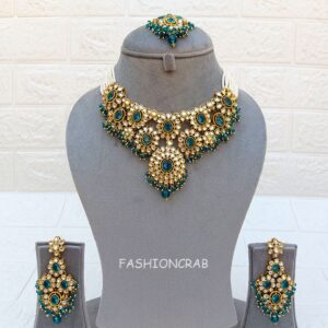 Sanya Peacock Blue Choker Set