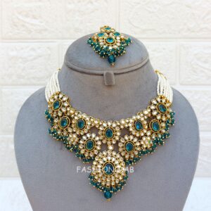 Sanya Peacock Blue Choker Set