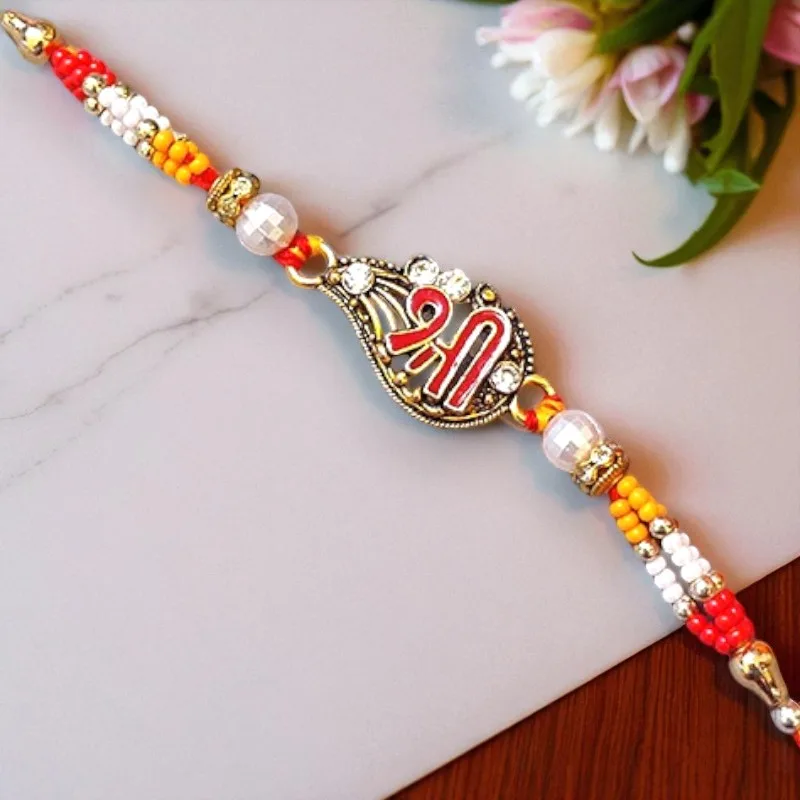 Shree Rakhi with Orange Tassel Lumba