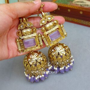 Sophia Big Kundan Jhumka - Lavender