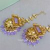 Sophia Big Kundan Jhumka - Lavender-04 Sophia Big Kundan Jhumka - Lavender
