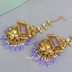 Sophia Big Kundan Jhumka - Lavender