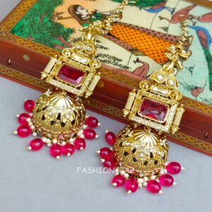Sophia Big Kundan Jhumka - Pink