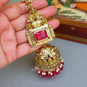 Sophia Big Kundan Jhumka - Pink