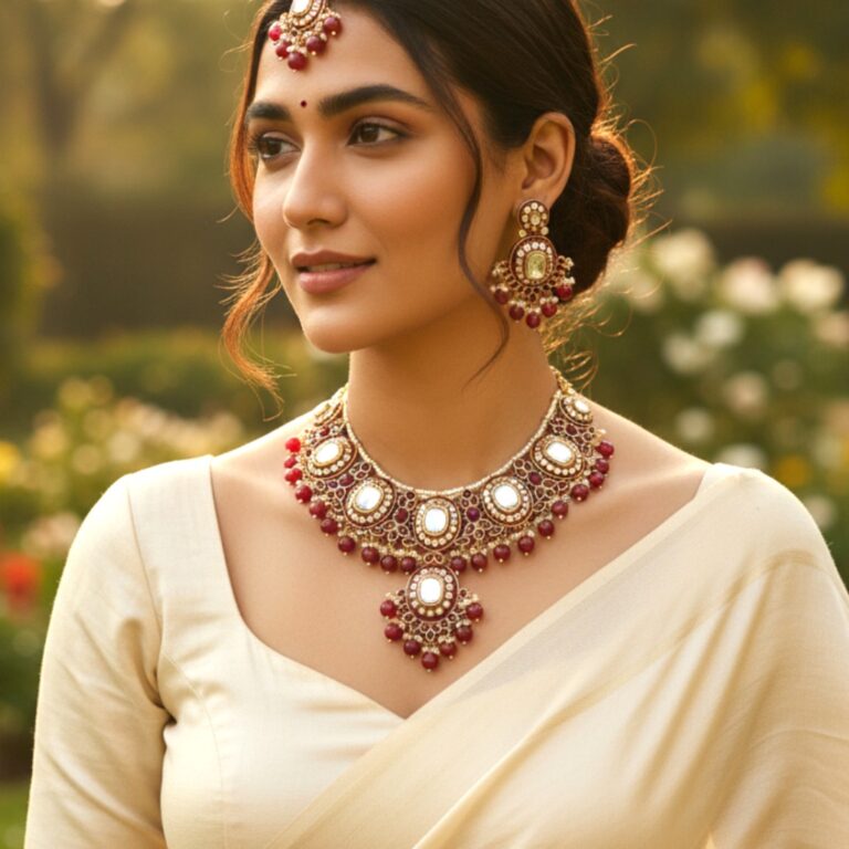 Vasundhara Maroon Jewellery Set