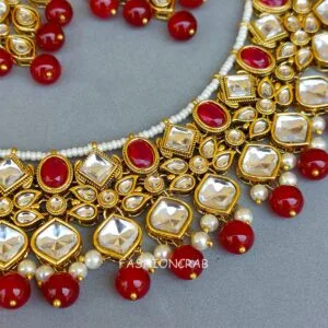 Yamini Maroon Kundan Necklace