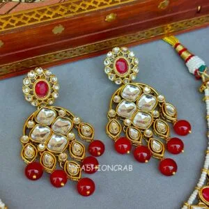 Yamini Maroon Kundan Necklace