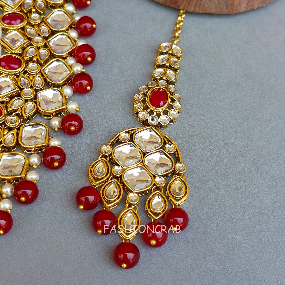 Yamini Maroon Kundan Necklace