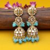 Zainab Blue Kundan Jhumka Earrings
