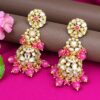 Zainab Pink Kundan Jhumka Earrings-03 Zainab Pink Kundan Jhumka Earrings
