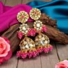 Zainab Pink Kundan Jhumka Earrings-04 Zainab Pink Kundan Jhumka Earrings