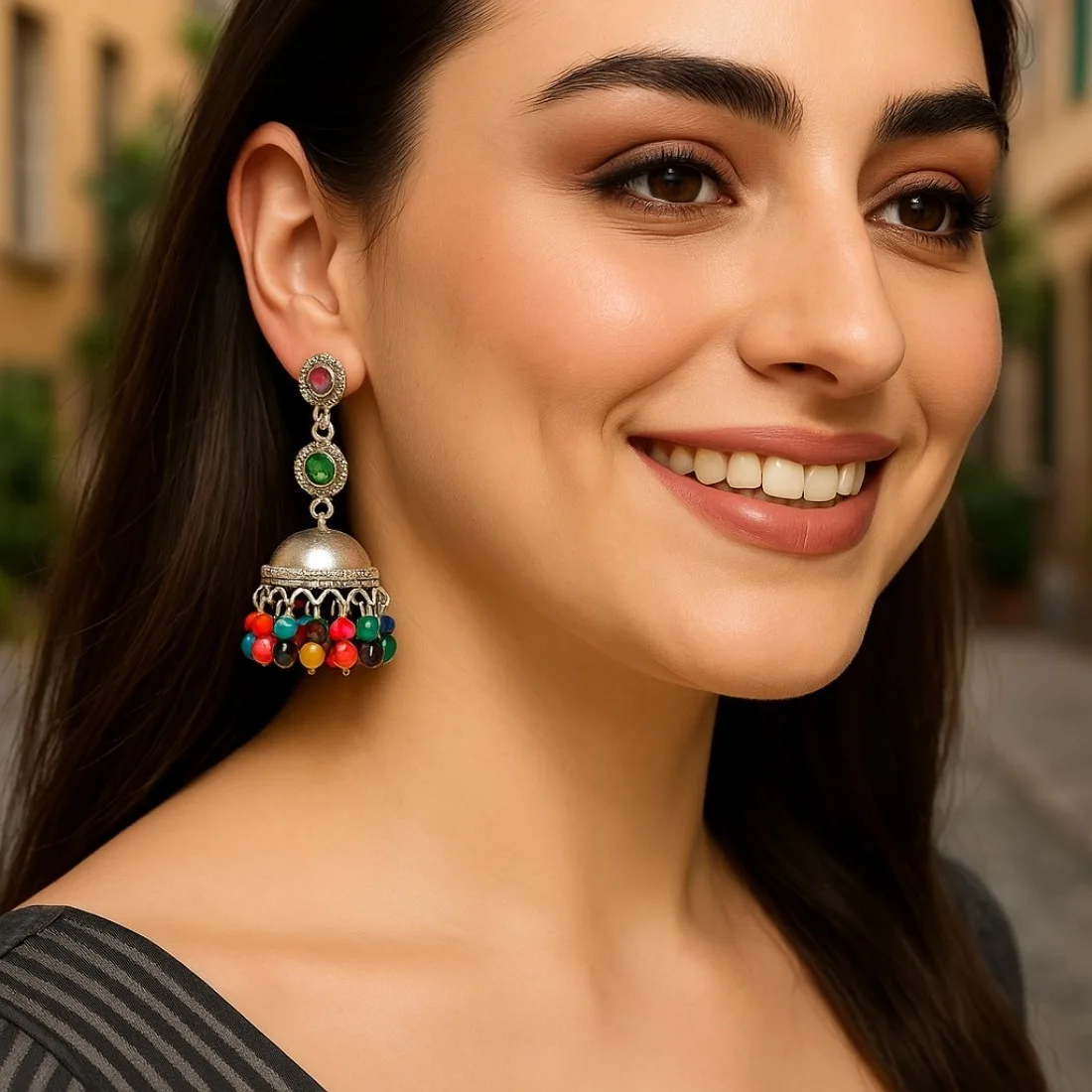 Avika Oxidised Jhumka Earring