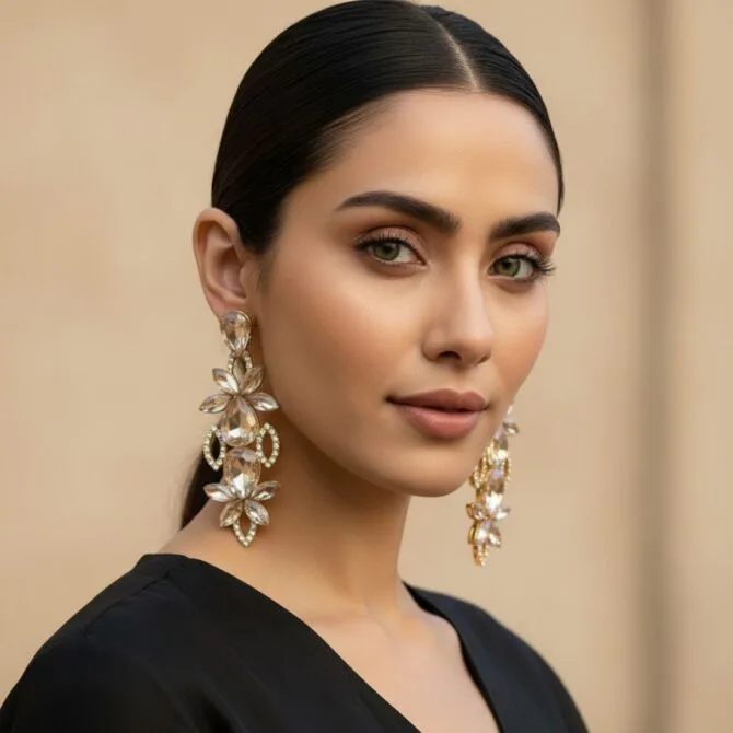 Champagne Color Party Wear Earrings-03 Champagne Color Party Wear Earrings