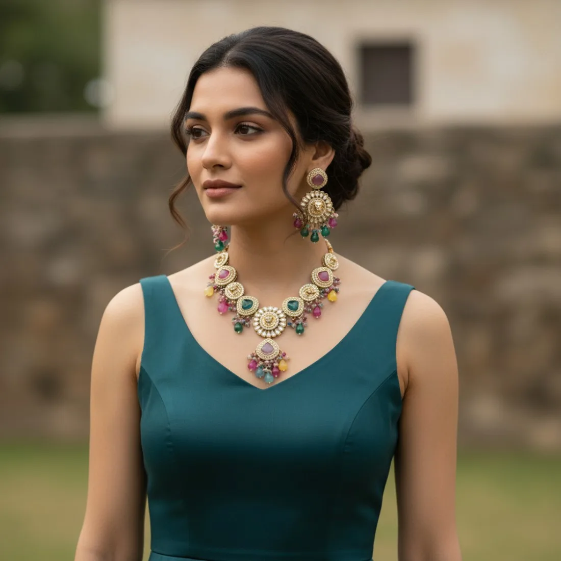 Inayat Kundan Necklace - Multicolor