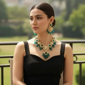 Inayat Kundan Necklace – Peacock Blue