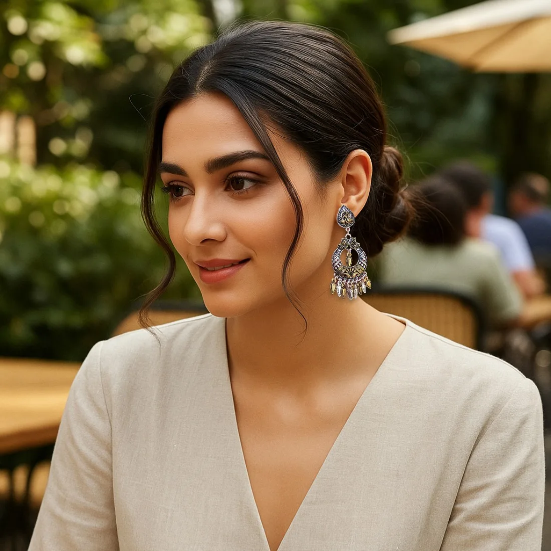 Isha Oxidized Silver Earrings