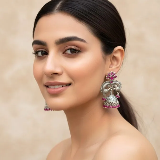 Kareena Brass Earrings Pink-09