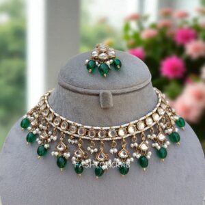 Katrina Kundan Jewellery Set - Green