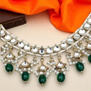 Katrina Kundan Jewellery Set - Green