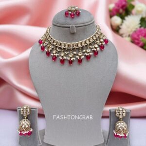 Katrina Kundan Jewellery Set - Pink