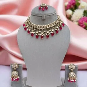 Katrina Kundan Jewellery Set - Pink
