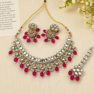 Katrina Kundan Jewellery Set - Pink