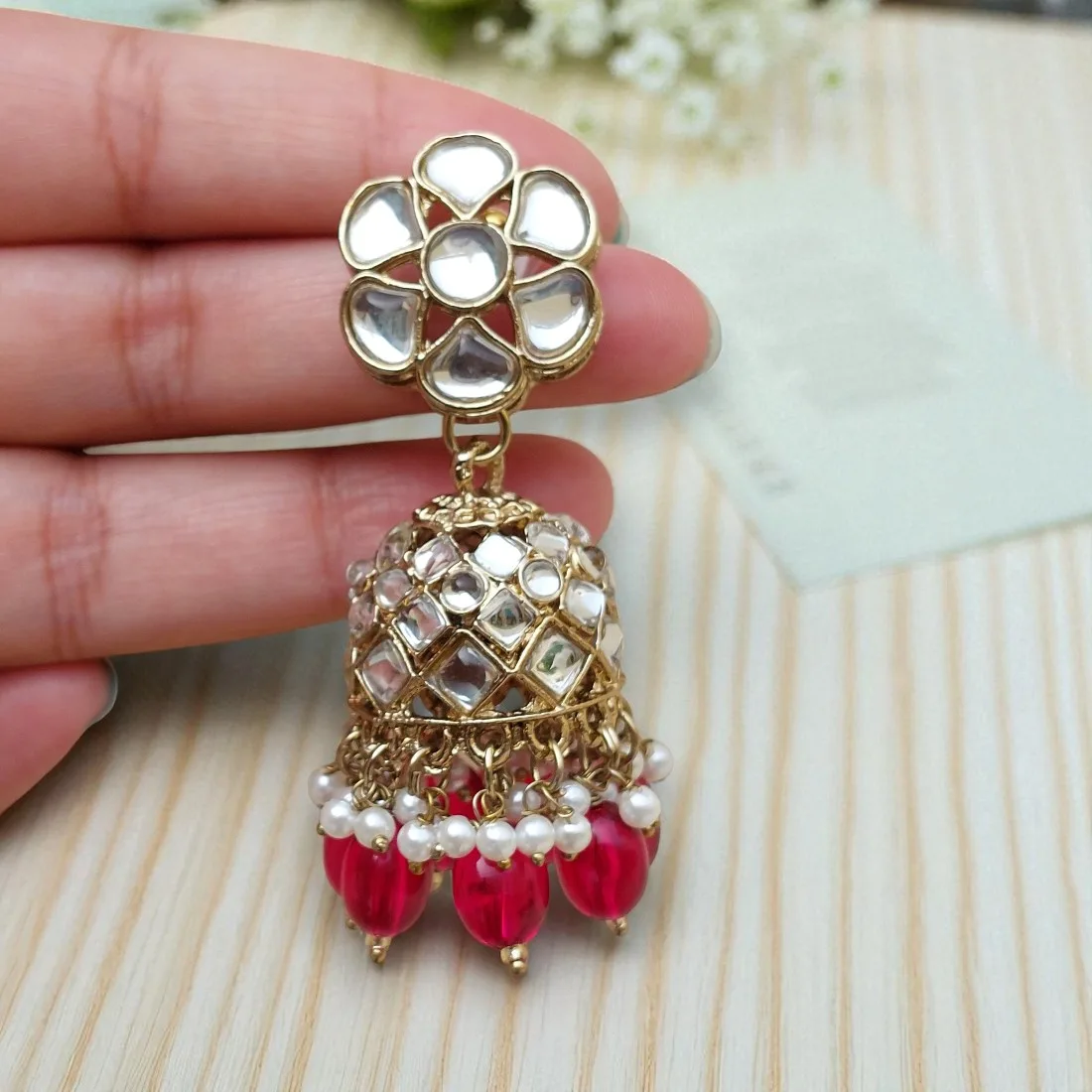 Katrina Kundan Jewellery Set - Pink