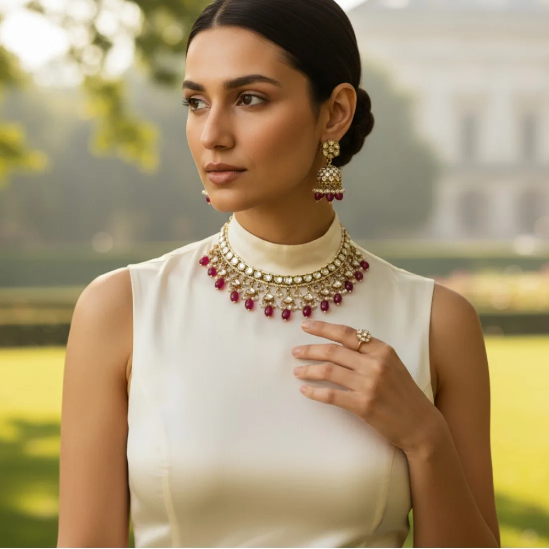 Katrina Kundan Jewellery Set - Pink