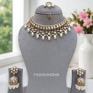 Katrina Kundan Jewellery Set - White
