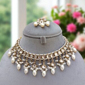 Katrina Kundan Jewellery Set - White