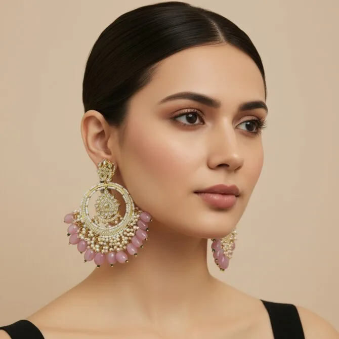 Pink Chandbali Earring-04 Pink Chandbali Earring