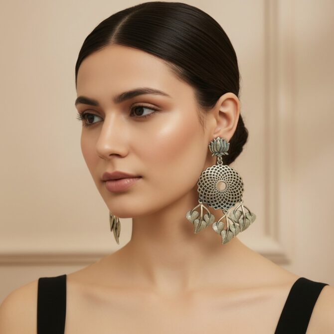 Tina Oxidized Silver Earrings-04