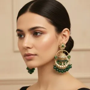 Vaani Jhumka Earrings Green