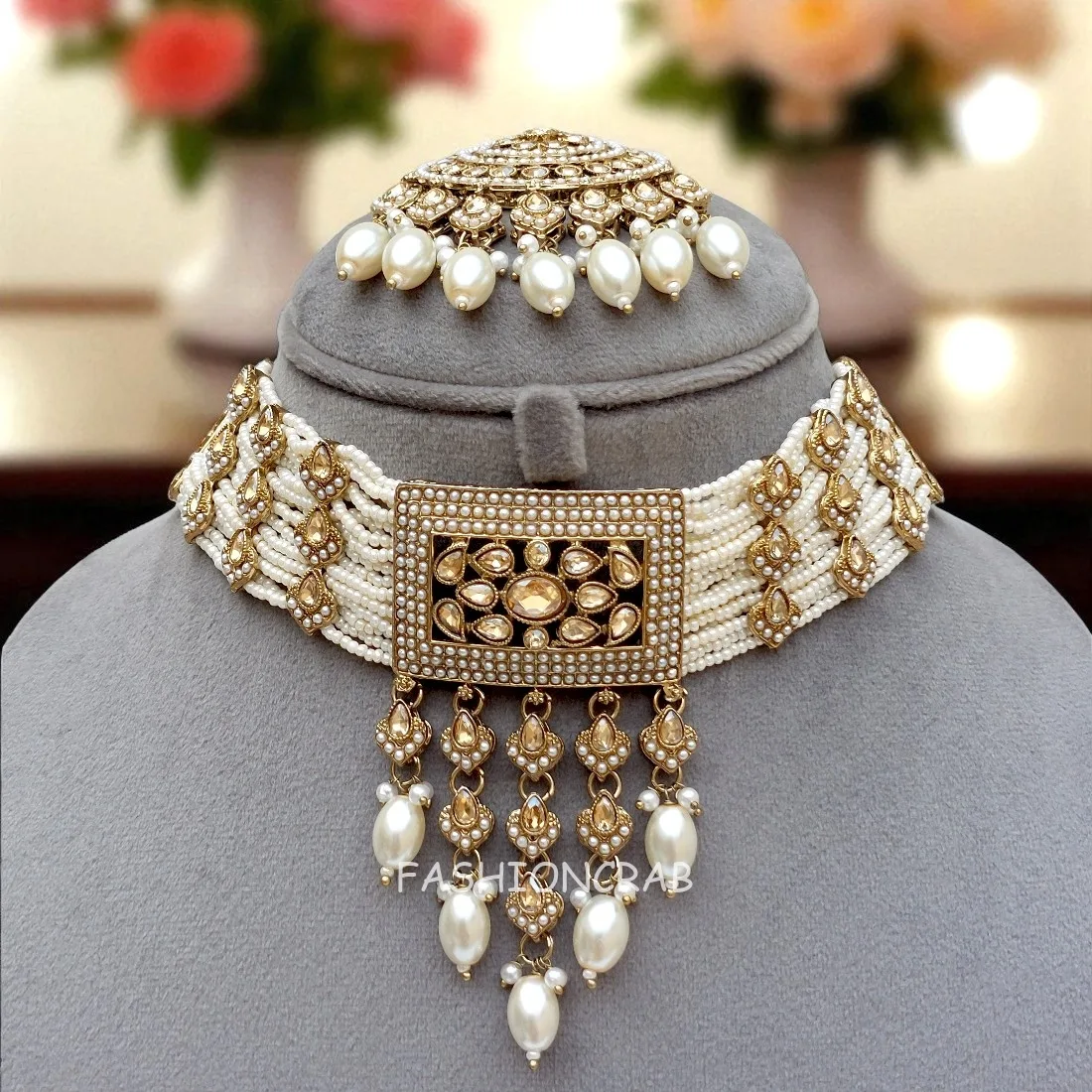 Champagne Color Polki Necklace