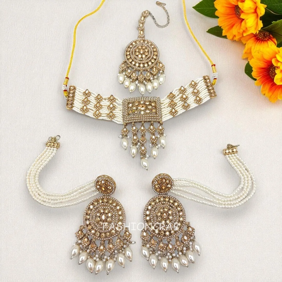 Champagne Color Polki Necklace