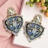 Jiyana Blue Big Kundan Earrings
