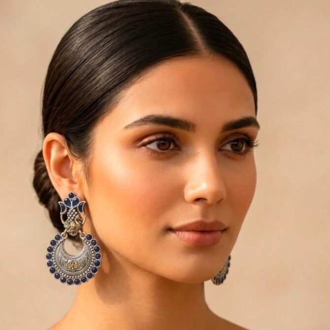 Konkana Oxidised Earrings – Blue-06 Konkana Oxidised Earrings - Blue