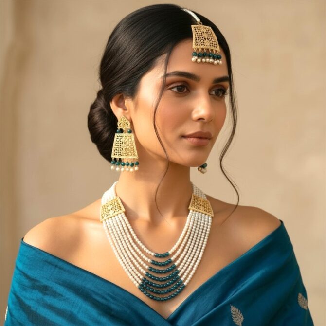 Moti Mala Necklace Blue-08